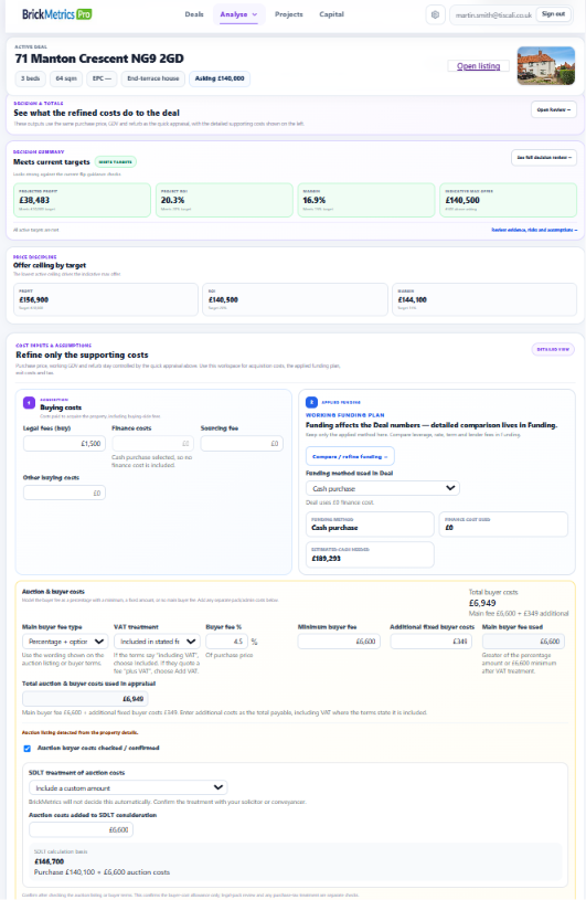 BrickMetrics Pro deal calculator